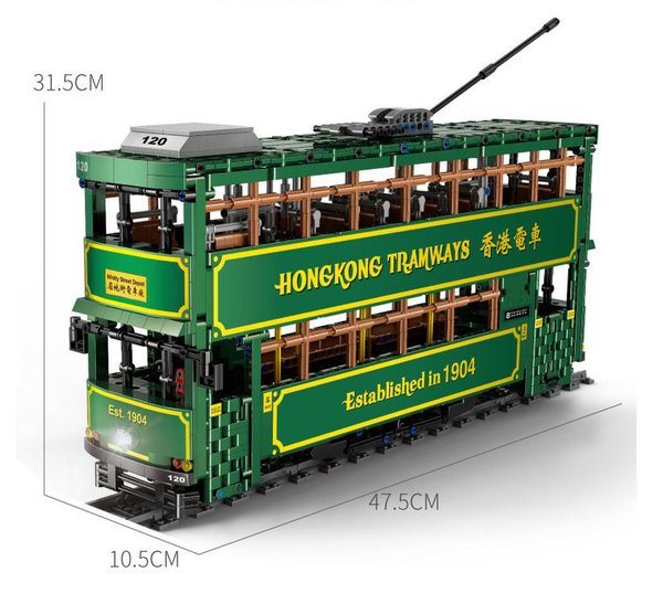 Ferngesteuerte HongKong Tram/Straßenbahn von Mould King, 2528 Teile, KB120